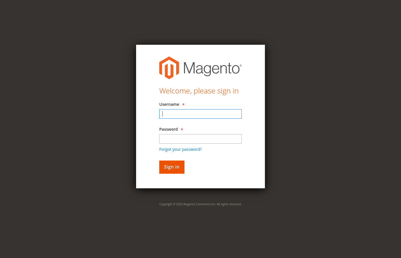 Abb. 1 – Anmeldung im Magento-Admin