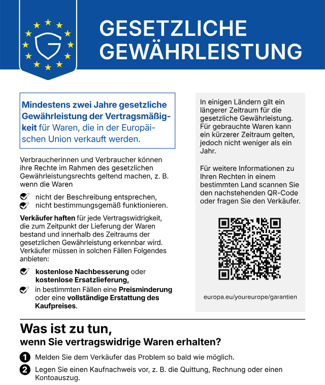 Abb. 3 – Gewährleistungshinweis auf Deutsch (im Frontend auf 320 px Breite skaliert)