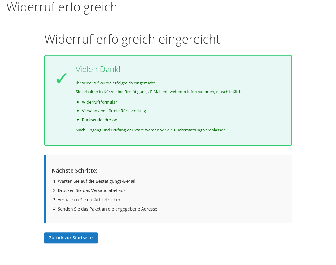 Abb. 6 – Bestätigung nach dem Absenden
